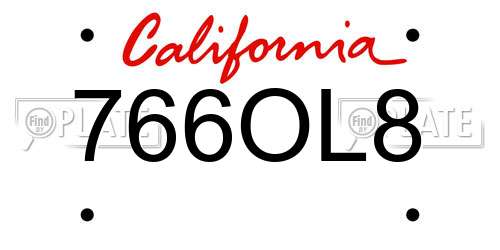 766OL8 California License Plate