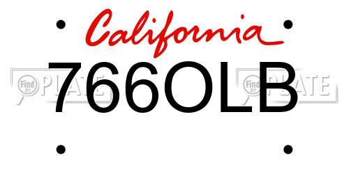 766OLB California License Plate