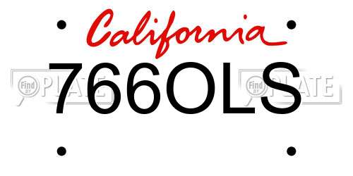 766OLS California License Plate