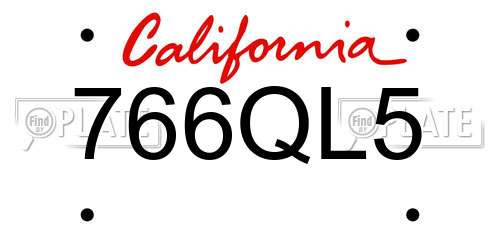 766QL5 California License Plate