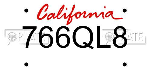 766QL8 California License Plate