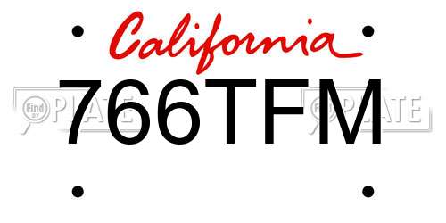 766TFM California License Plate