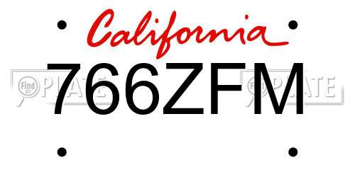 766ZFM California License Plate
