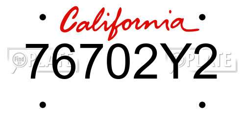 76702Y2 California License Plate