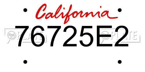 76725E2 California License Plate