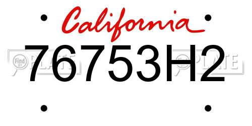 76753H2 California License Plate