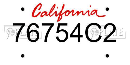 76754C2 California License Plate