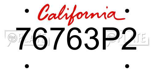 76763P2 California License Plate