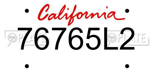 76765L2 California License Plate