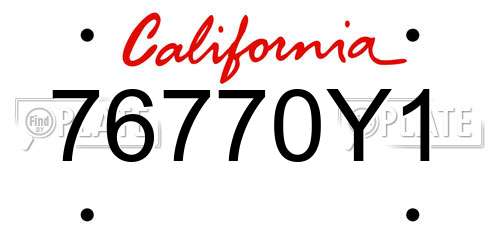 76770Y1 California License Plate