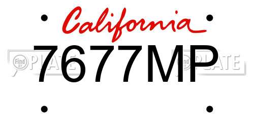 7677MP California License Plate