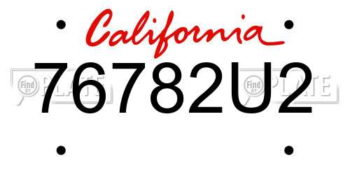 76782U2 California License Plate