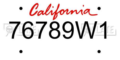 76789W1 California License Plate