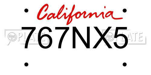 767NX5 California License Plate
