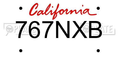 767NXB California License Plate