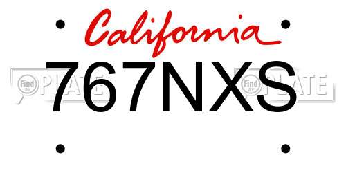767NXS California License Plate