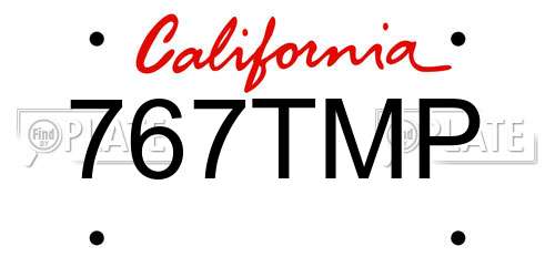 767TMP California License Plate