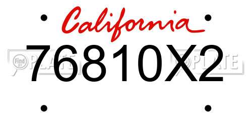 76810X2 California License Plate