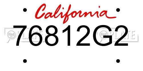 76812G2 California License Plate