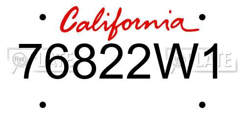 76822W1 California License Plate