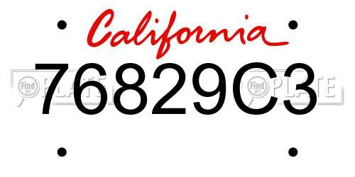 76829C3 California License Plate