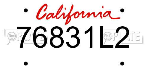 76831L2 California License Plate