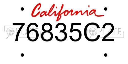 76835C2 California License Plate