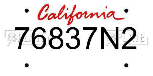 76837N2 California License Plate