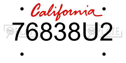 76838U2 California License Plate