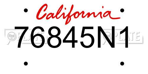 76845N1 California License Plate