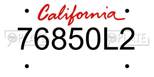 76850L2 California License Plate