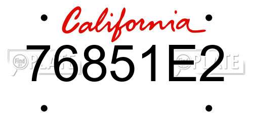 76851E2 California License Plate