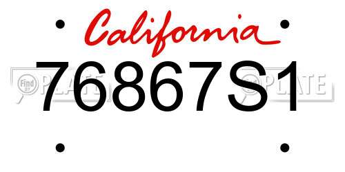 76867S1 California License Plate