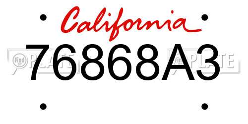 76868A3 California License Plate