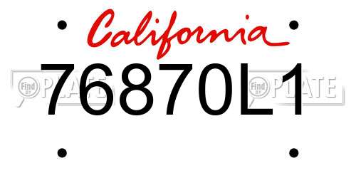 76870L1 California License Plate