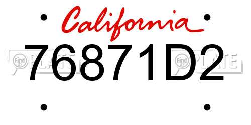 76871D2 California License Plate
