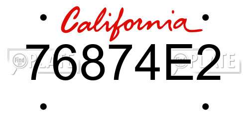 76874E2 California License Plate