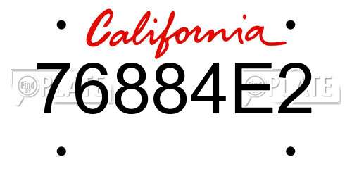 76884E2 California License Plate