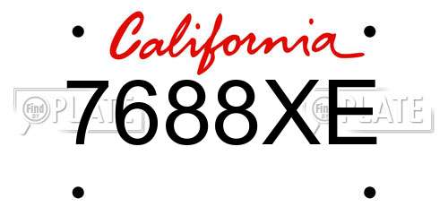 7688XE California License Plate