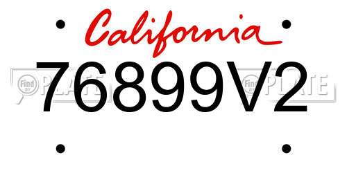 76899V2 California License Plate