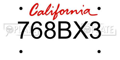 768BX3 California License Plate
