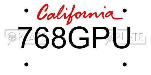 768GPU California License Plate