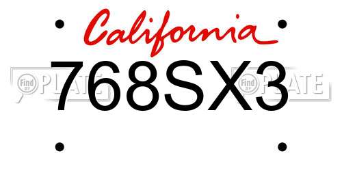 768SX3 California License Plate