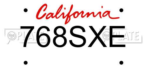 768SXE California License Plate