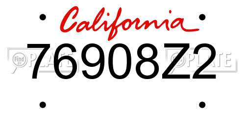 76908Z2 California License Plate