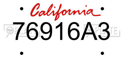 76916A3 California License Plate