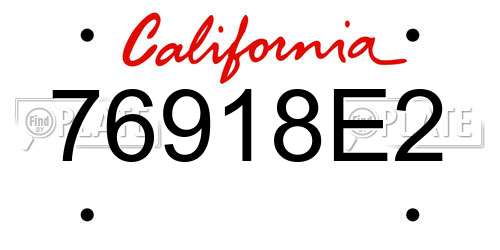 76918E2 California License Plate