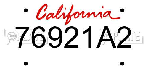 76921A2 California License Plate