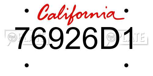 76926D1 California License Plate