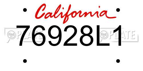 76928L1 California License Plate